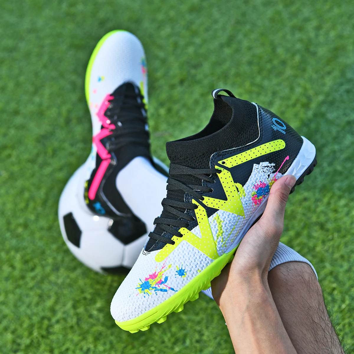 

Sport Essential TF Turf football shoes Integrated PU Fabric Rubber Sole Anti-slip Wearable Unisex Casual Football Shoes