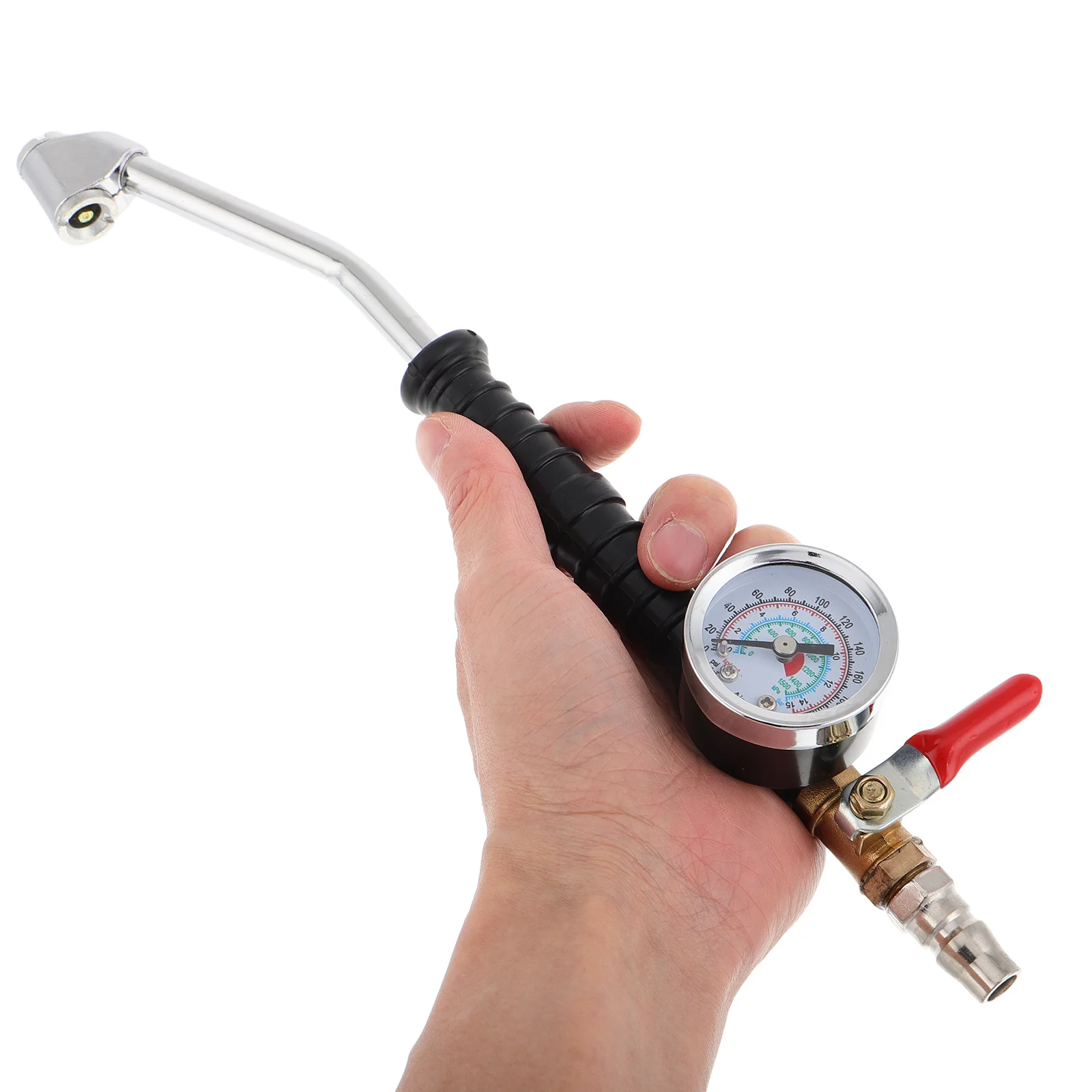 

Tire Inflator Nozzle Pressure Gauge Extended For Truck Tires Rapid Inflation Bend Head Air Pressure Tool