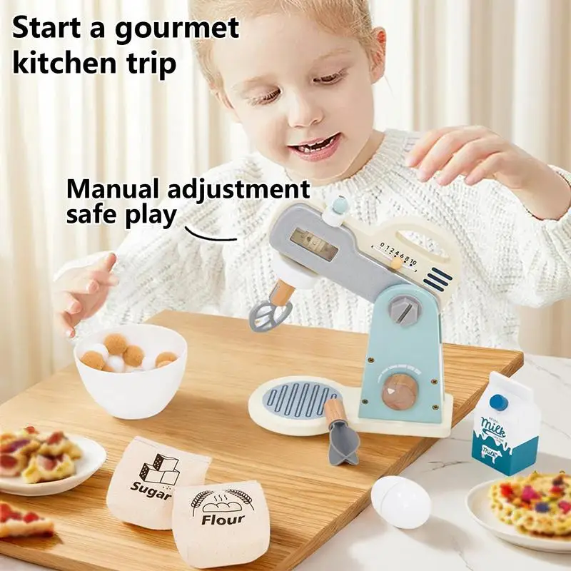 

Kids Blender Toy Play Mixer Accessories Wooden Kitchen Playset Accessories Pretend Play Toys For Toddler Girls Boys Baby Kids
