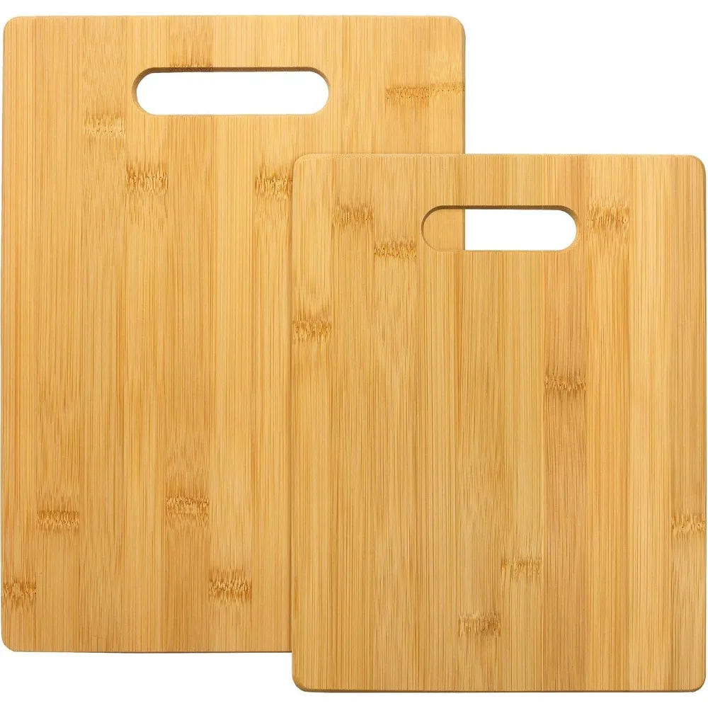 

2-Piece Cutting Board Set; 2 Assorted Sizes of Bamboo Wood Cutting Boards for Kitchen