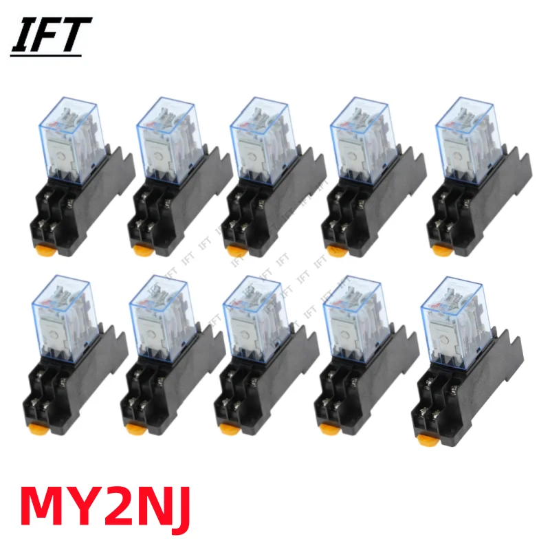 

10pcs MY2P HH52P MY2NJ 12V 24V DC 36V 380V 110V 220V AC coil general purpose DPDT micro mini relay with socket base