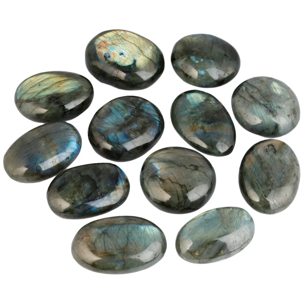 TUMBEELLUWA Natural Labradorite Palm Stone Crystal Healing Gem stone Pebble Worry Therapy Irregular Shape Decoration