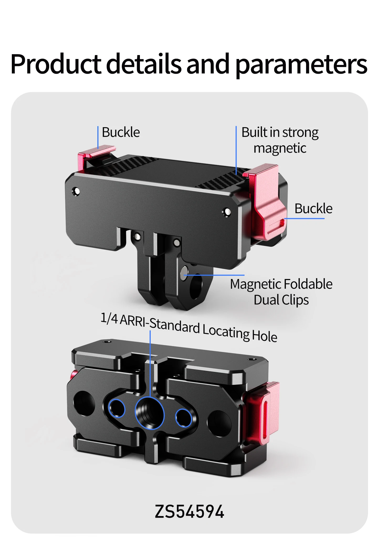 Magnetische Schnellverschluss-Klapphalterung mit zwei Klauen/1-Zoll-Kugelkopfadapterhalterung für DJI Osmo Action 6/Osmo Nano Kamera-Zubehör – Detail 12