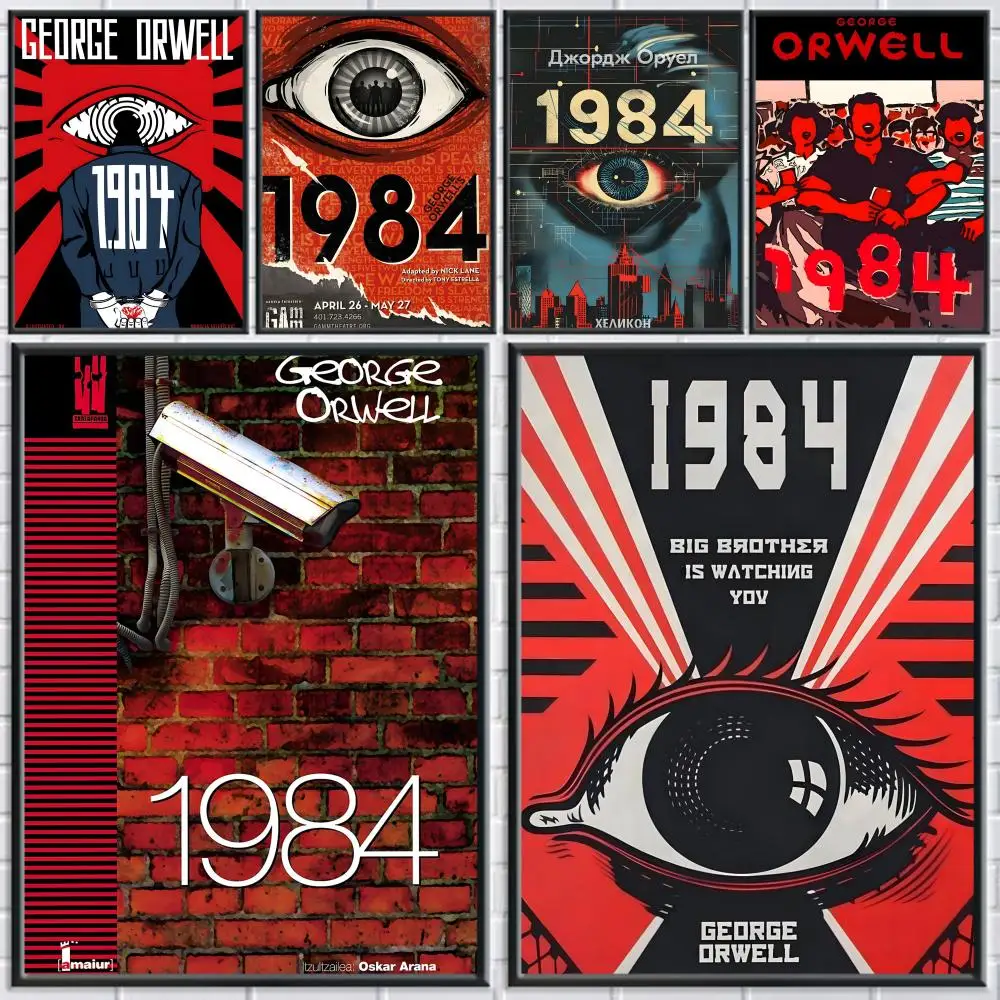 1984 G-George O-Orwell Poster, HD, selbstklebende Wandaufkleber, Wandgemälde, Aufkleber für Schlafzimmer und Wohnzimmer, Heimdekoration, Geschenk