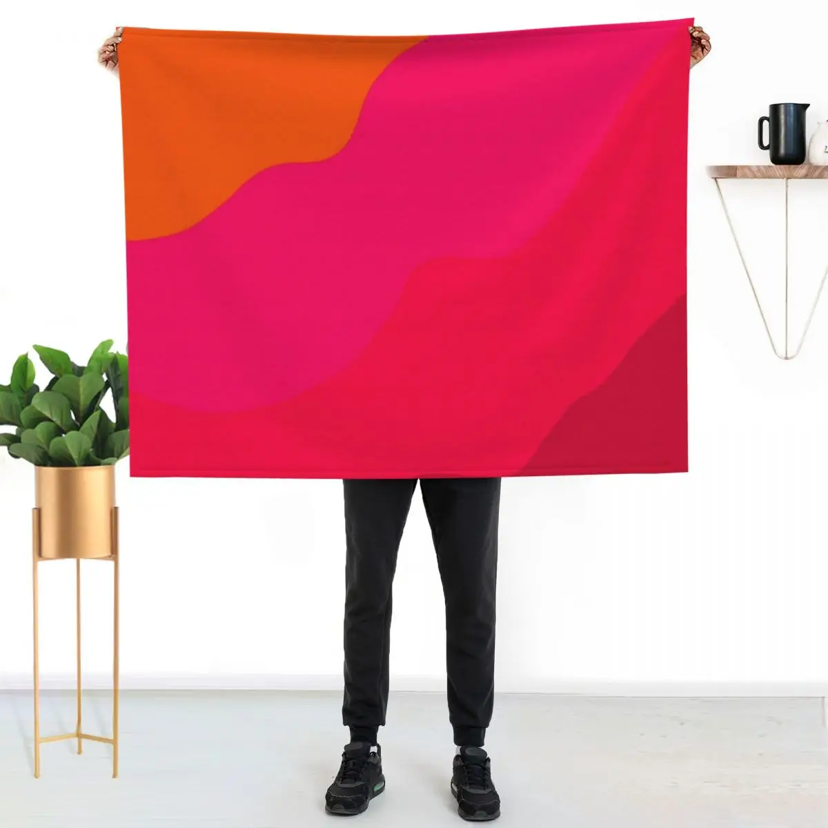 

Hot Pink to Orange II Throw Blanket Portable Lightweight Blanket for Travel Camping