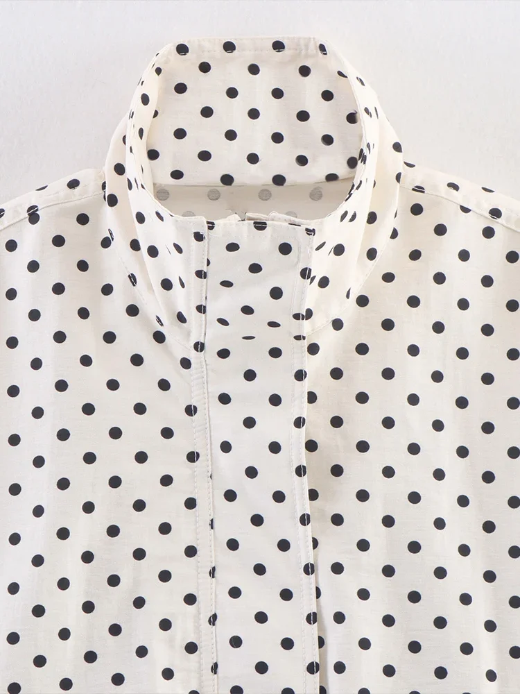 European and American style 2025 autumn new women's loose versatile polka dot long-sleeved jacket mid-waist shorts