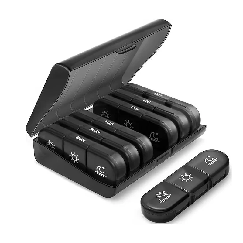 علبة حبوب منع الحمل المحمولة لمدة 7 أيام، منظمات حبوب الدواء، تخزين المخدرات السفرية، صندوق حبوب الدواء للسفر القصير في الهواء الطلق