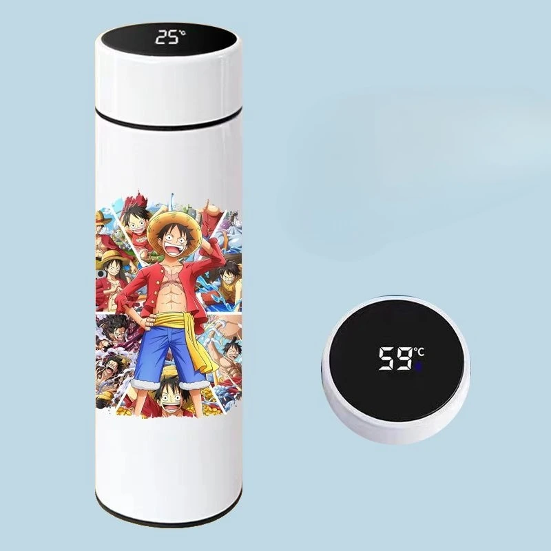 Taza aislante de One Piece Anime Luffy Solon Ace, taza de agua con pantalla inteligente de alta belleza con dibujos animados, regalo de cumpleaños