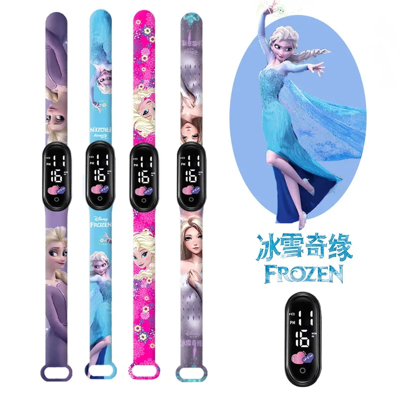 Frozen Princess Elsa relojes para niñas, pulsera deportiva LED para mujeres, reloj Digital electrónico para niños, regalos para niños