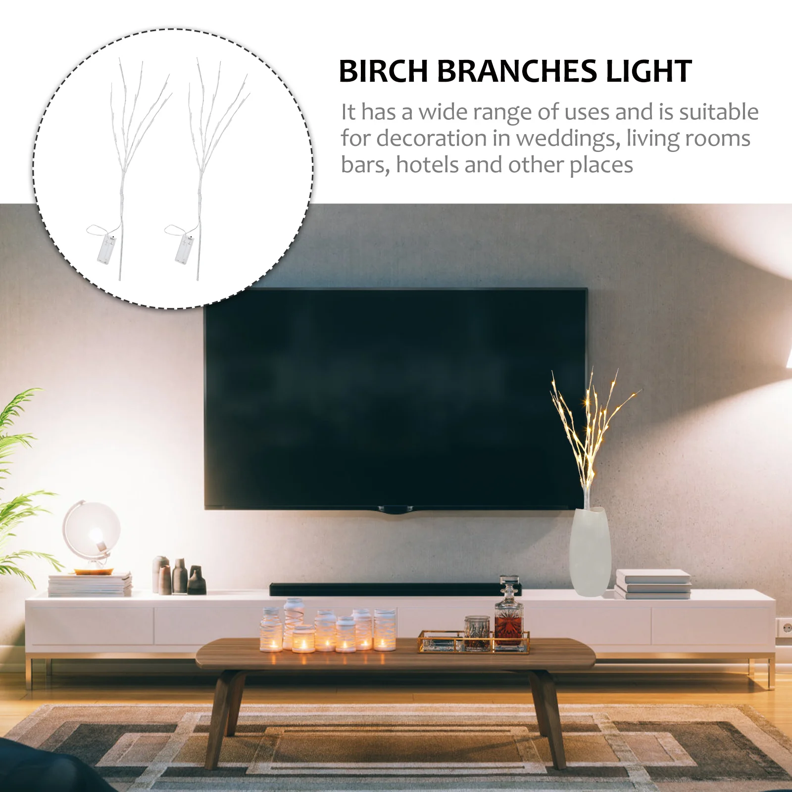 

2Pcs Birch Branches Light Unique Branches Light Practical Functions Quality Decorative Lamp LED Branch Lights