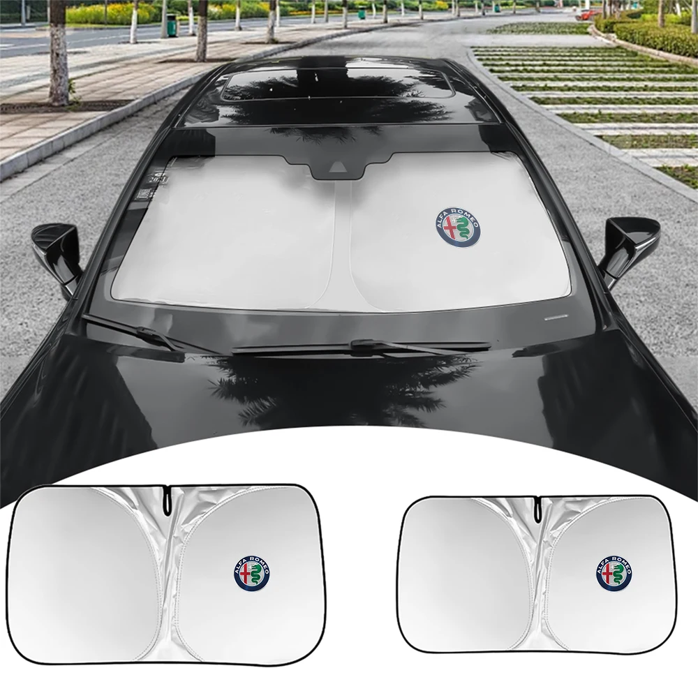 Auto Sonnenschutz UV Schutz Reflektierende Auto Fenster Sonnenschutz Frontscheibe Sonnenblende Für Alfa Romeo Giulia Stelvio GT 147 159