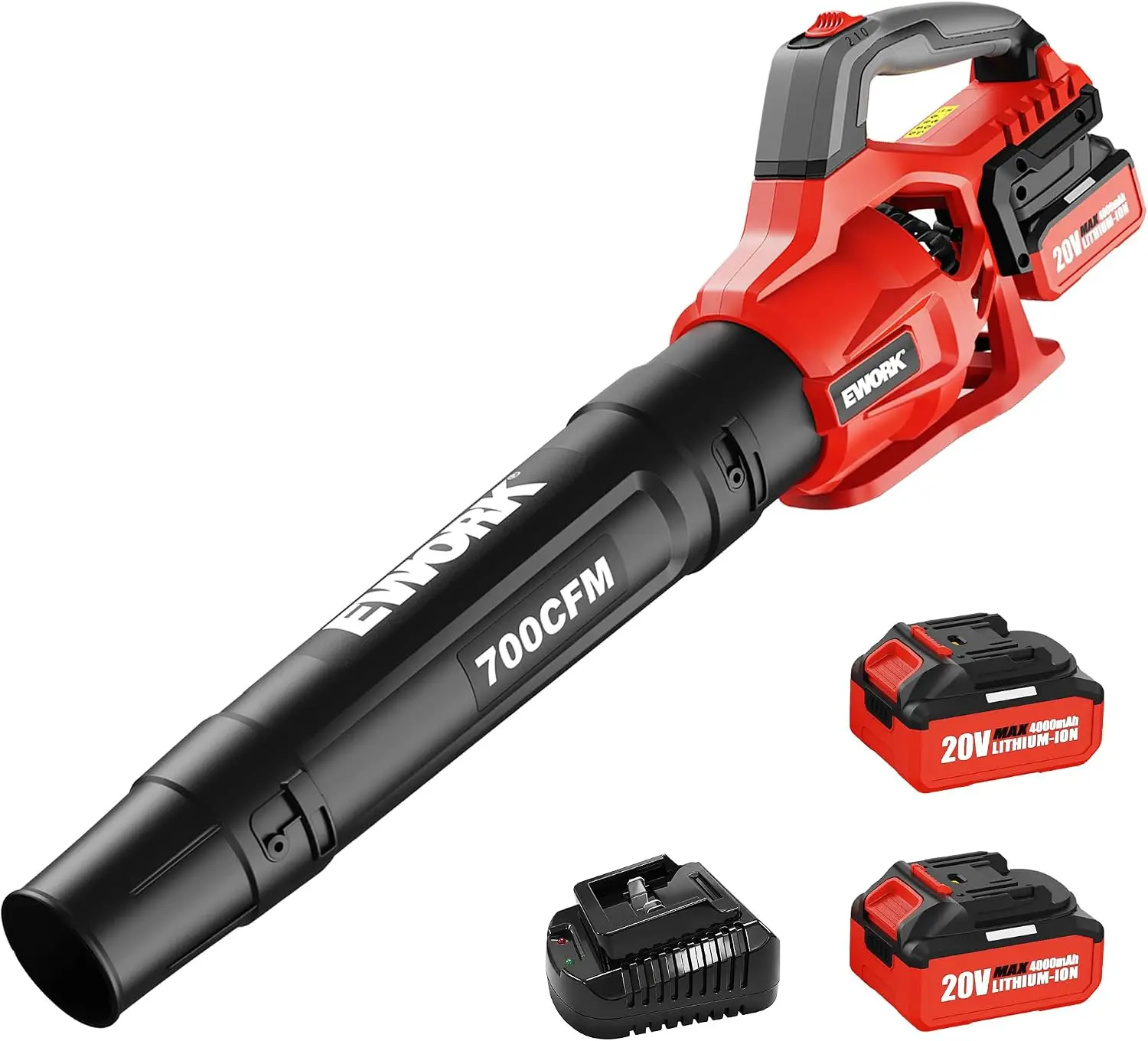 Leaf Blower, Cordless Electric, 700 CFM, Supplied with Fast Charger and Battery