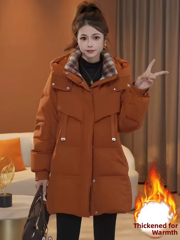 

Warm Fce Lined Thiened Mid-Length down Cotton Jaet Women's Commute Sle Korean Version Winter Outerwear Coat