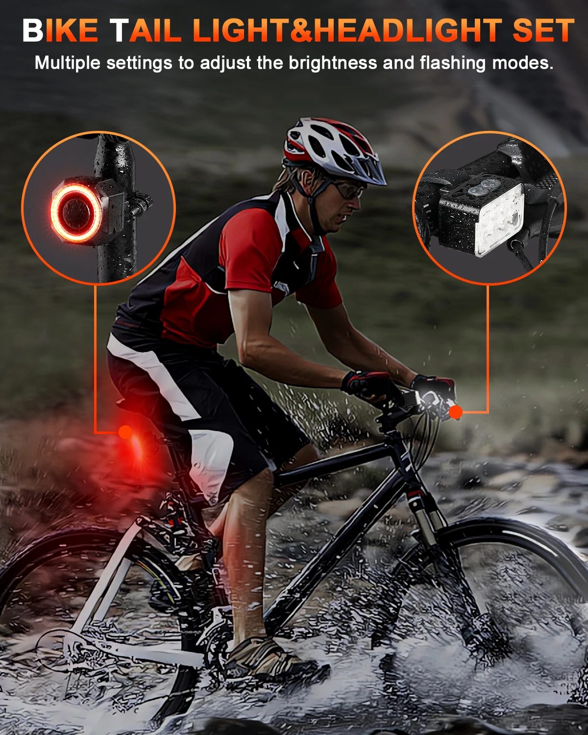 Rockbye Bicycle Tail Light & 1200lumens Headlight Set Waterproof Ultra Bright Bike Headlight and Rear Light with Alarm 110dB