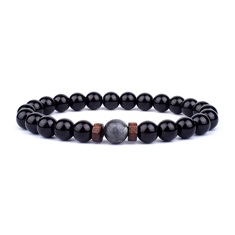 Fashion Natural Lava Stone Wooden Beads Energy Yogi Elastic Stand Bracelet Bangle For Men Accessorie Jewelry Valentine Gift