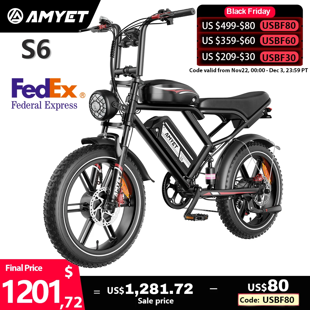 AMYET S6 دراجة كهربائية للبالغين Dual Moter Peak 3000W، 52V 50AH بطارية مزدوجة قابلة للإزالة، 140 ميل، دراجة نارية كهربائية 32MPH