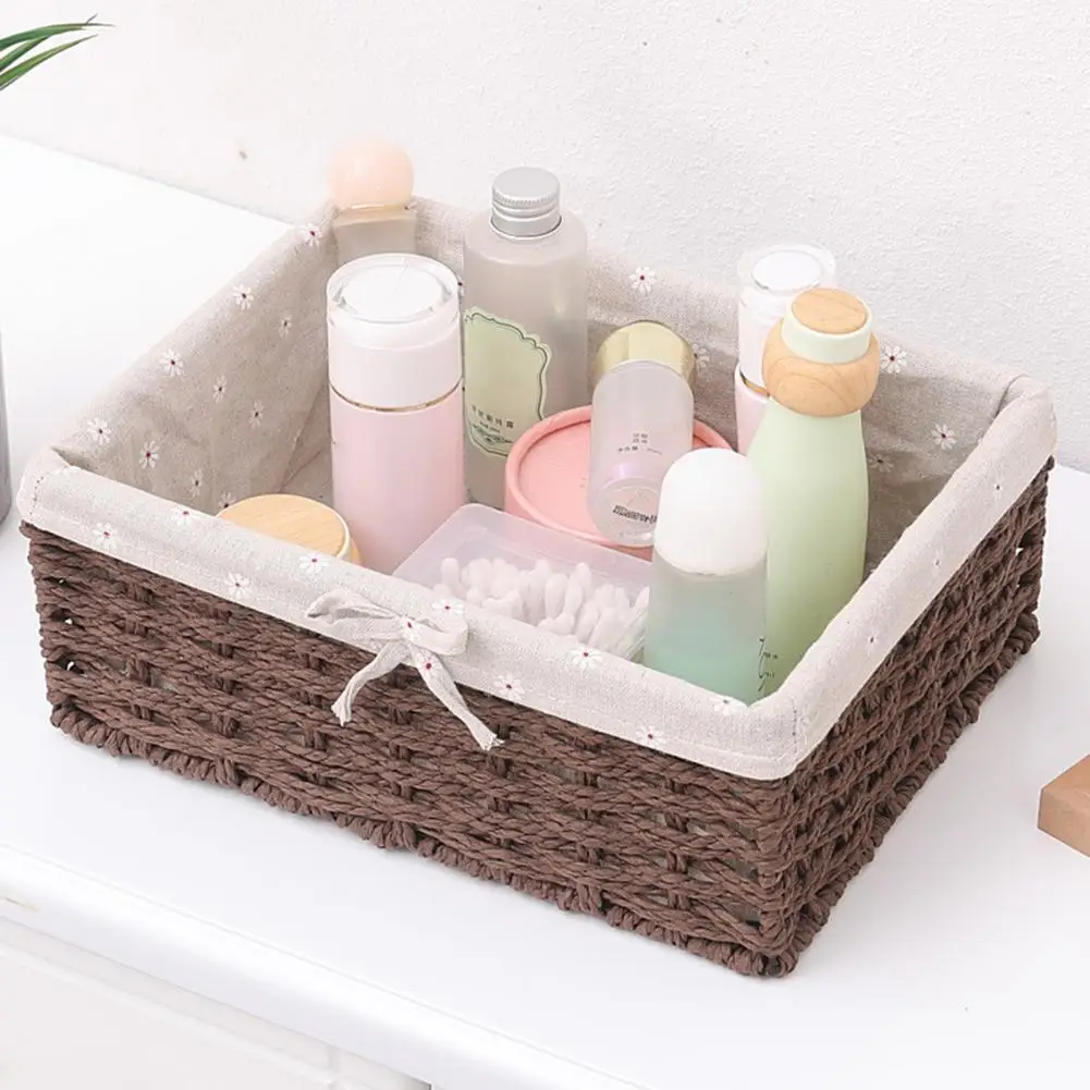 Sundries Box Good Load Capacity Fabric Sundries Container Multifunction Handmade Clothes Toys Rattan Storage Basket For Home