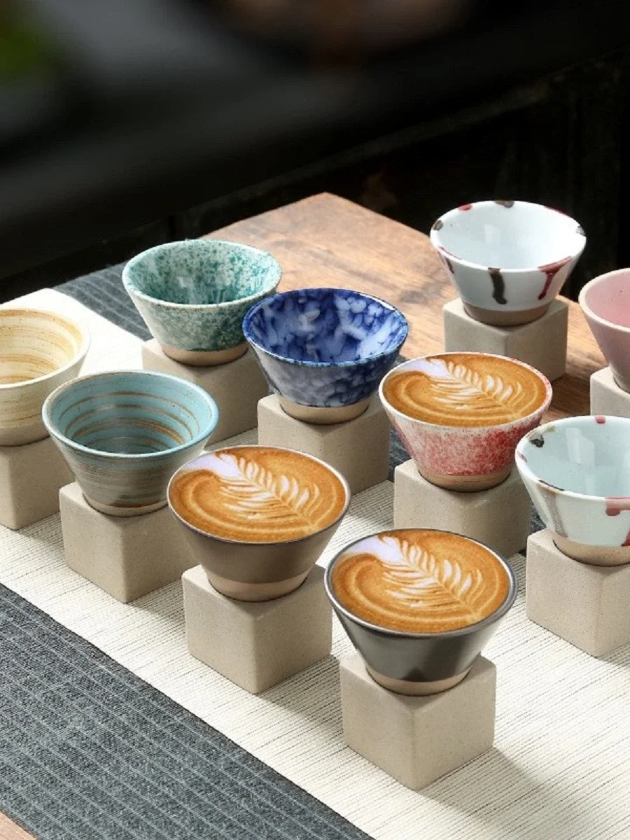 

1 шт., 90 мл, японская чашка для саке, мини-кружка для латте, чайная чашка, INS, керамическая креативная воронка, изысканная кофейная кружка, грубая керамическая чашка для чая