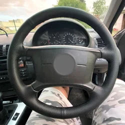 Car Steering Wheel Cover For BMW 3 Series E36 E46 E39 X3 E83 5 Series X5 E53 Black Perforated Leather with Needles & Threads
