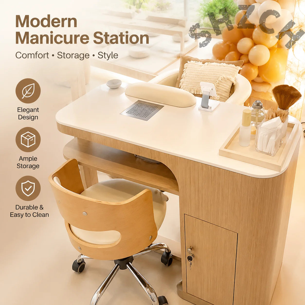 Originality Manicure Wooden Nail Tables Japanese Simple Double Nail Table Design Nordic Beauty Mesa Manicura Salon Furniture
