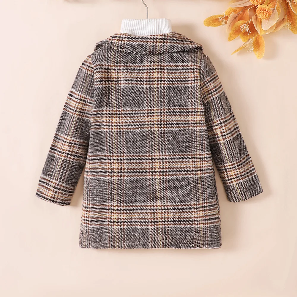 Cuhk Children's new girls' winter extra plaid wool coat coat 120-160cm