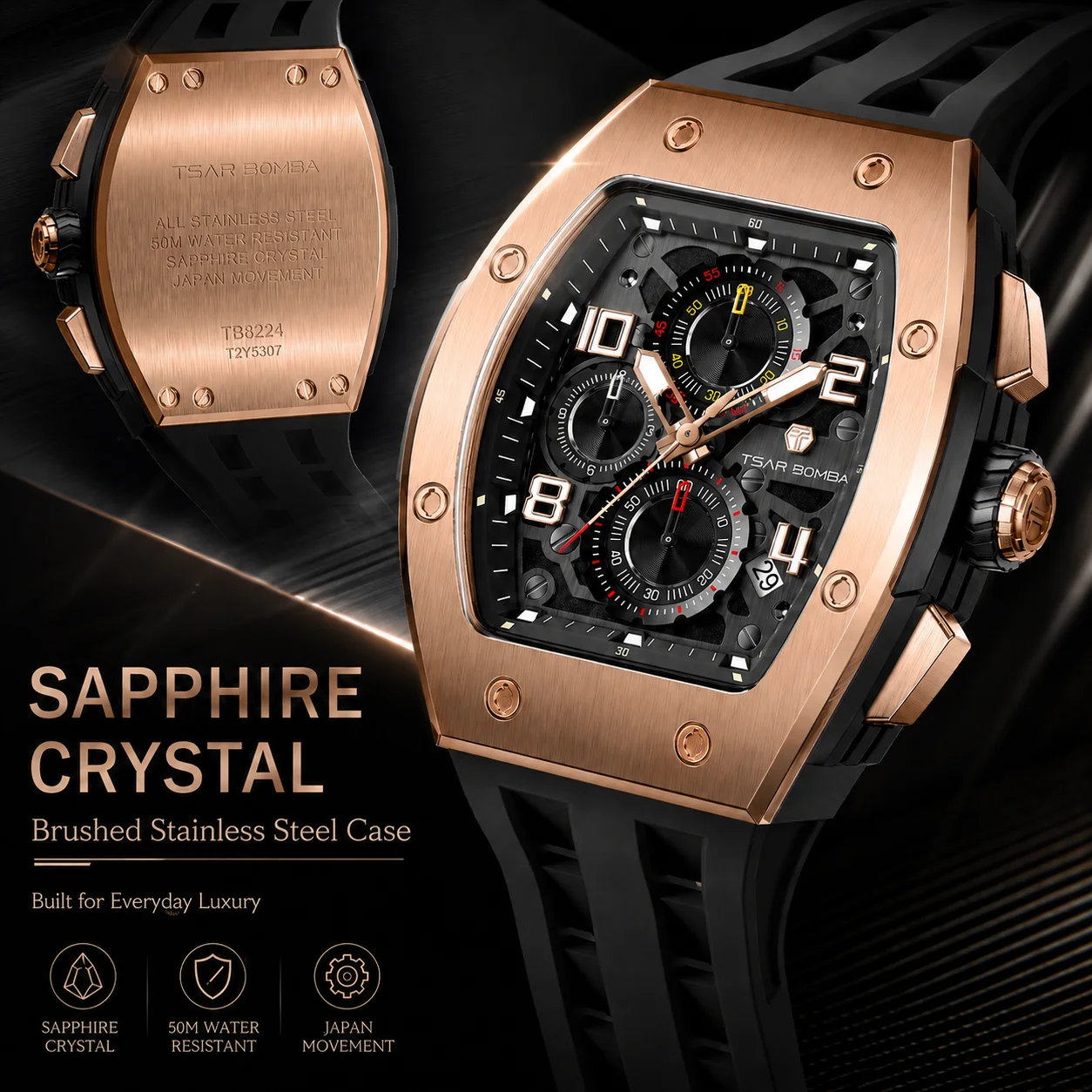 TSAR BOMBA メンズ高級クォーツ時計、サファイアクリ - Luxury Watch Hublot のレビューと価格