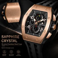 TSAR BOMBA TB8224Q Men's Rose Gold Tone Tonneau Quartz Chronograph Watch, Sapphire Crystal, 5ATM Water Resistant, Business Style photo 4