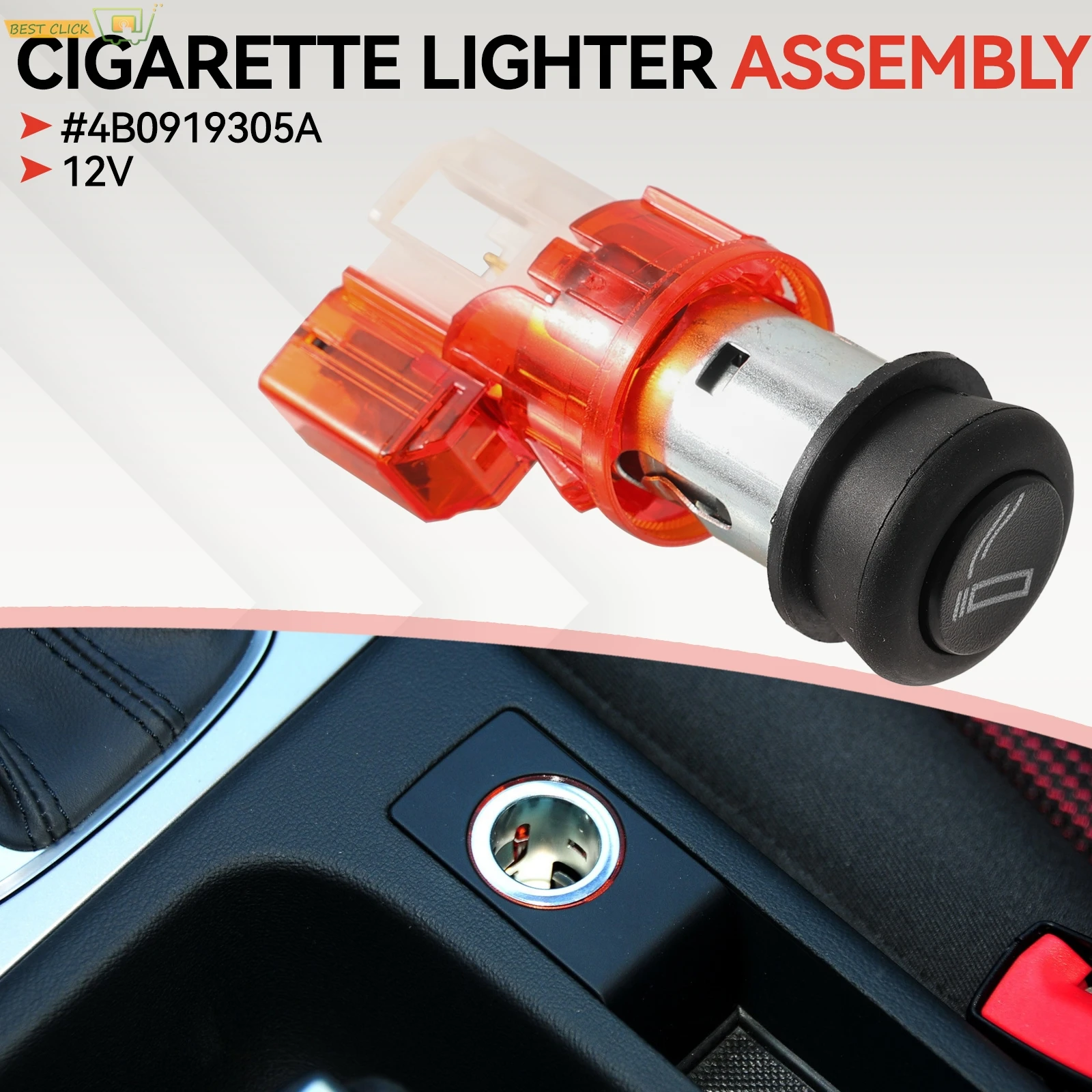 

12V Cigarette Lighter Socket Assembly 8K0919343 For Audi A4 A6 Avant Quattro 8E0919309 Replacement