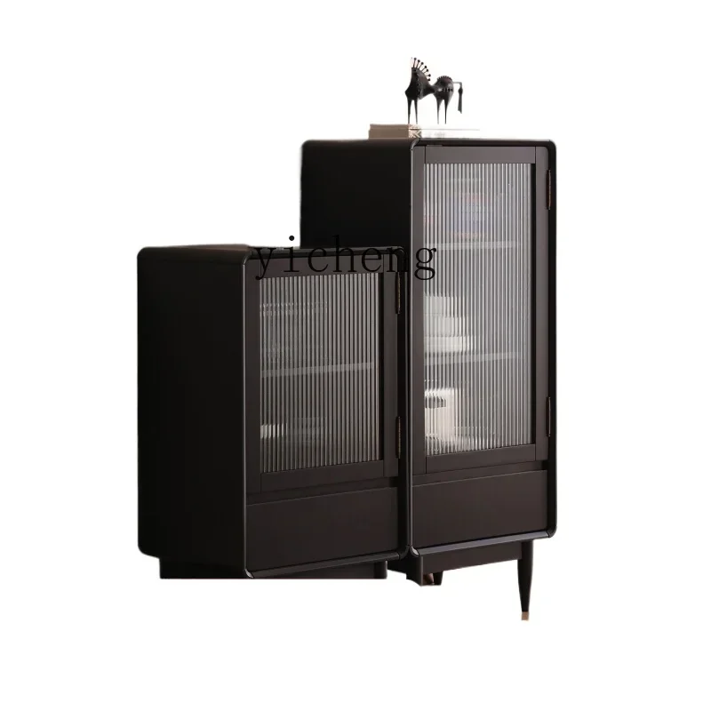 l2 side cabinet, solid wood dining side living room wine cabinet, modern simple tea cabinet, multi-functional and narrow