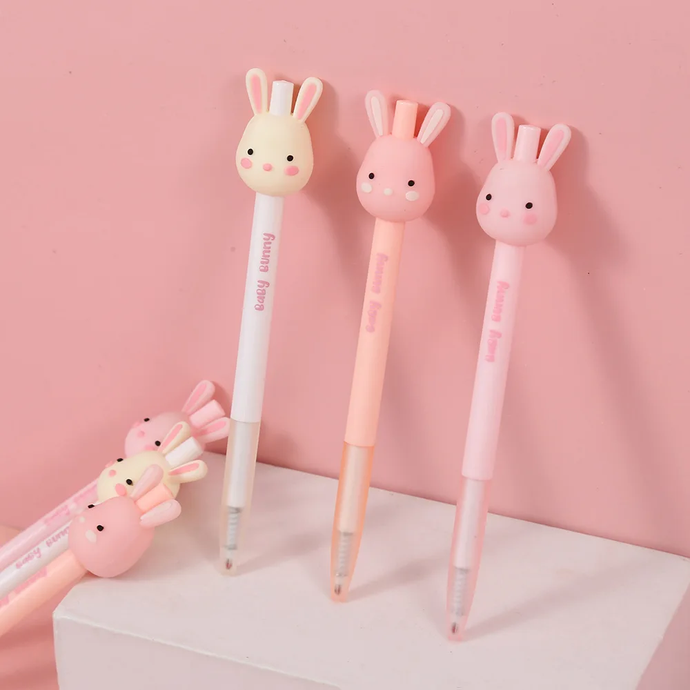 36PCS   cartoon rabbit press Rollerball pen Rollerball pen student exam black 0.5 pen student Mechanical pencil