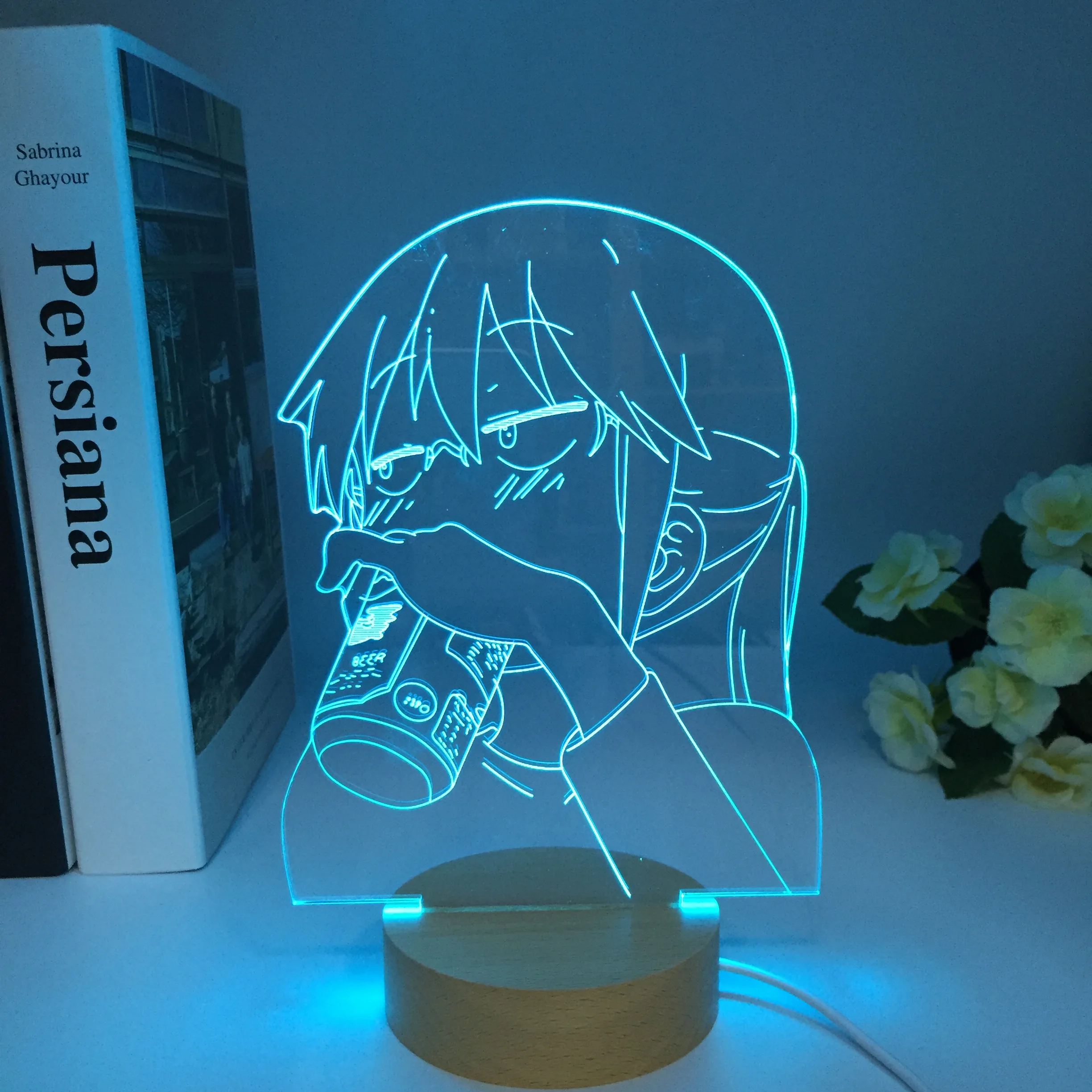 Wooden Miss Kobayashi\'s Dragon Maid Figure Kobayashi LED Night Light for Bedroom Decoration Birthday Gift Lamp Manga 3D Light