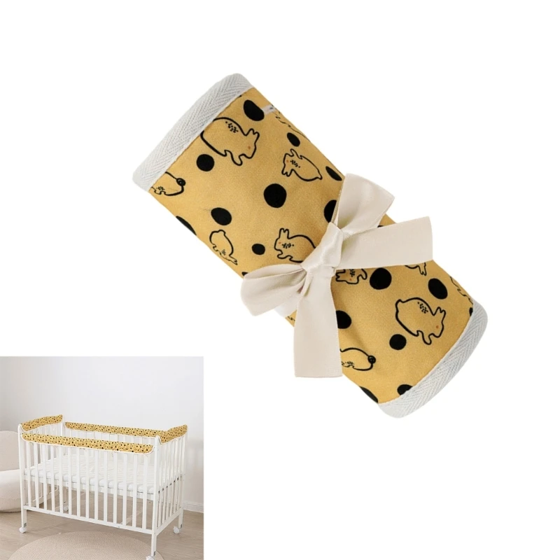 J15U 4Pcs/pack Baby Crib Edges Guards Cartoon Cotton Soft Bed Rails Bumper Removable Washable Design