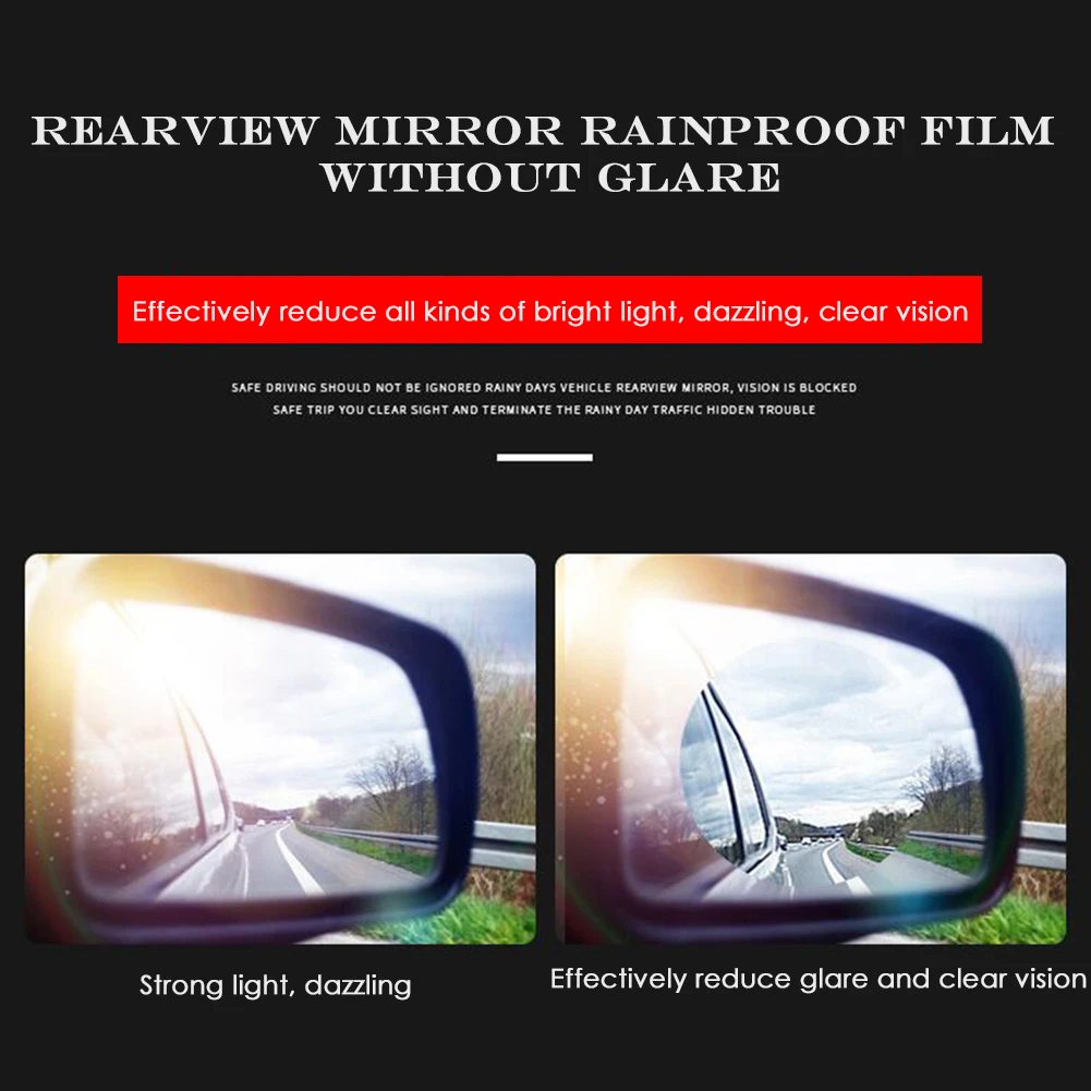 

1 Pair Car Side Rearview Mirror Waterproof Anti-Fog Film Side Window Glass Film Waterproof Anti-Fog And