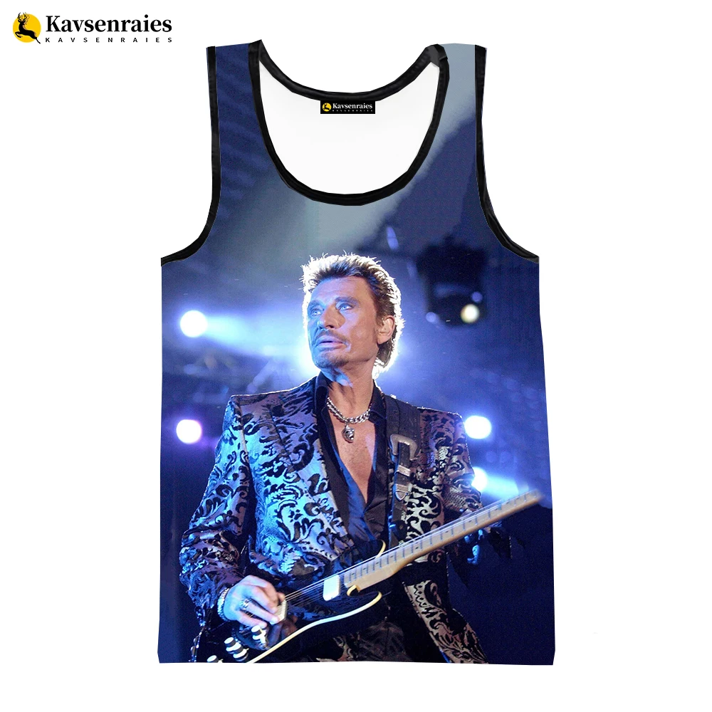 Johnny Hallyday 3D Vest Men Fashion Casual Oversized Tank Tops Cool Cosplay Beach Undershirt Summer Harajuku Streetwear Tops