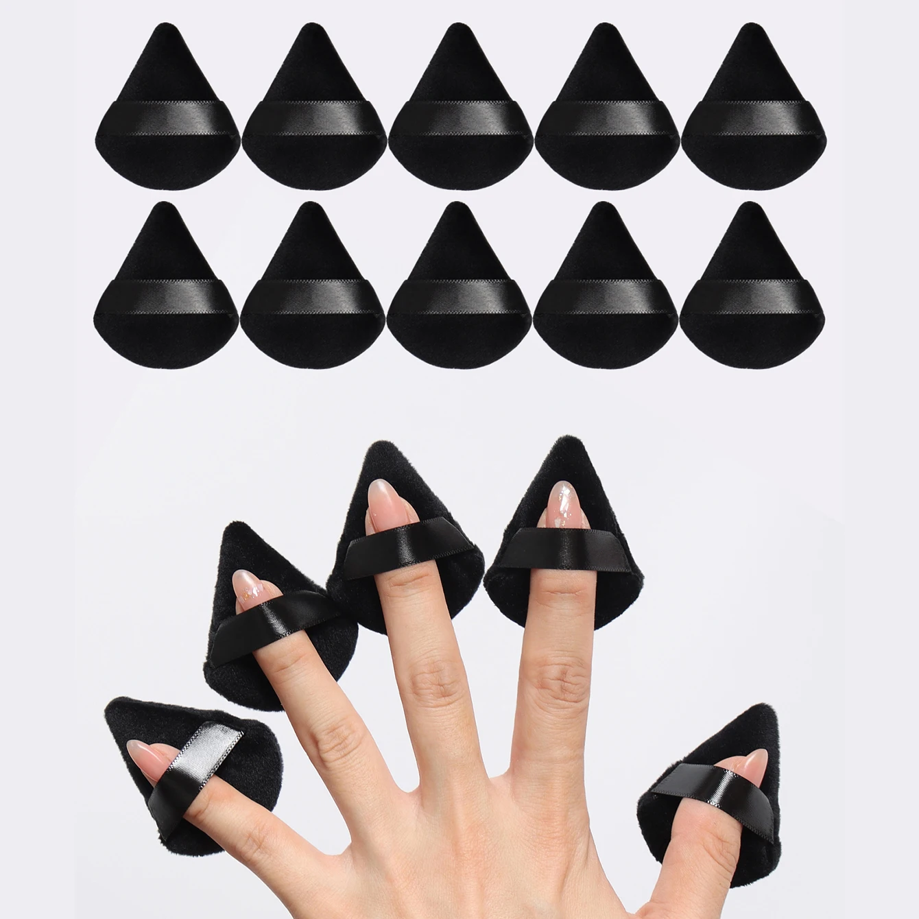 10 stuks mini driehoekige fluwelen poederdonsjes, zachte make-up blender sponzen voor gezichtscontouren, ogen en hoeken
