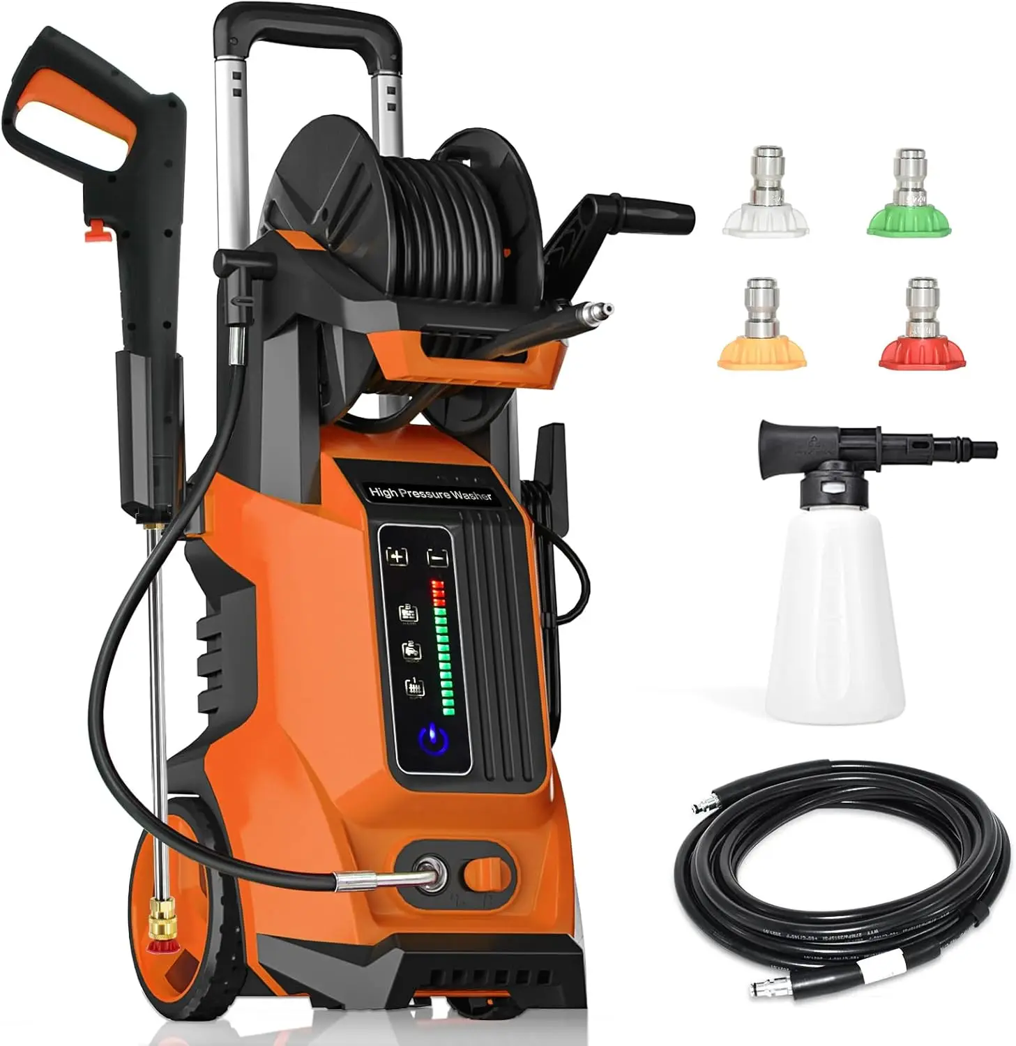 

Electric Pressure Washer 5000 PSI 3.2 GPM 4 Interchangeable Nozzles 3 Levels of Adjustment Effortlessly Car Water Washer Patio