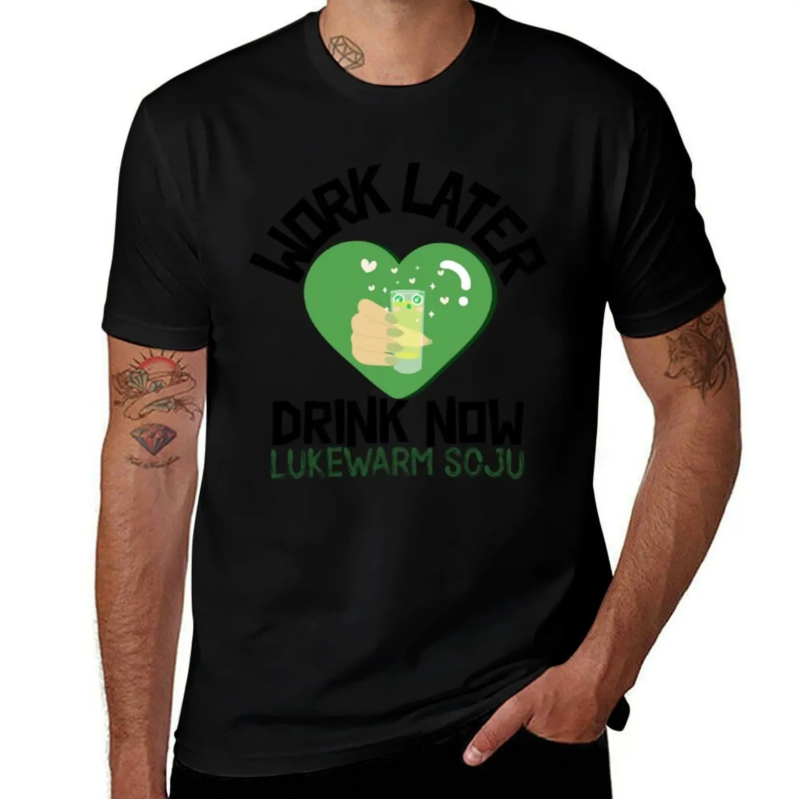 Work Later Drink Now, Lukewarm Soju T-Shirt Work Style Casual T-Shirt