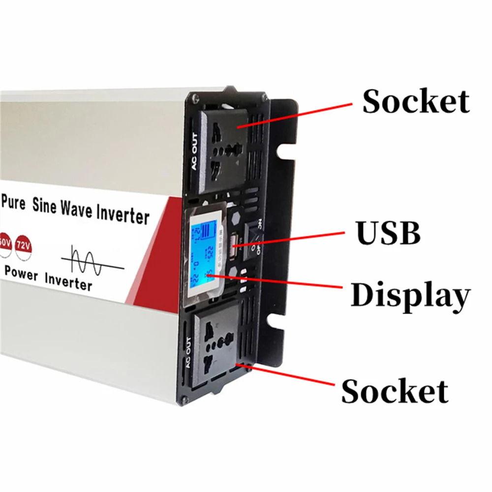 Imagem -04 - Inversor Multifuncional do Carro do Painel Lcd Inversor de Onda Senoidal Pura 3500w 4000w 5000w 12 24 48 60 72v à C.a. 110v 220v 240v