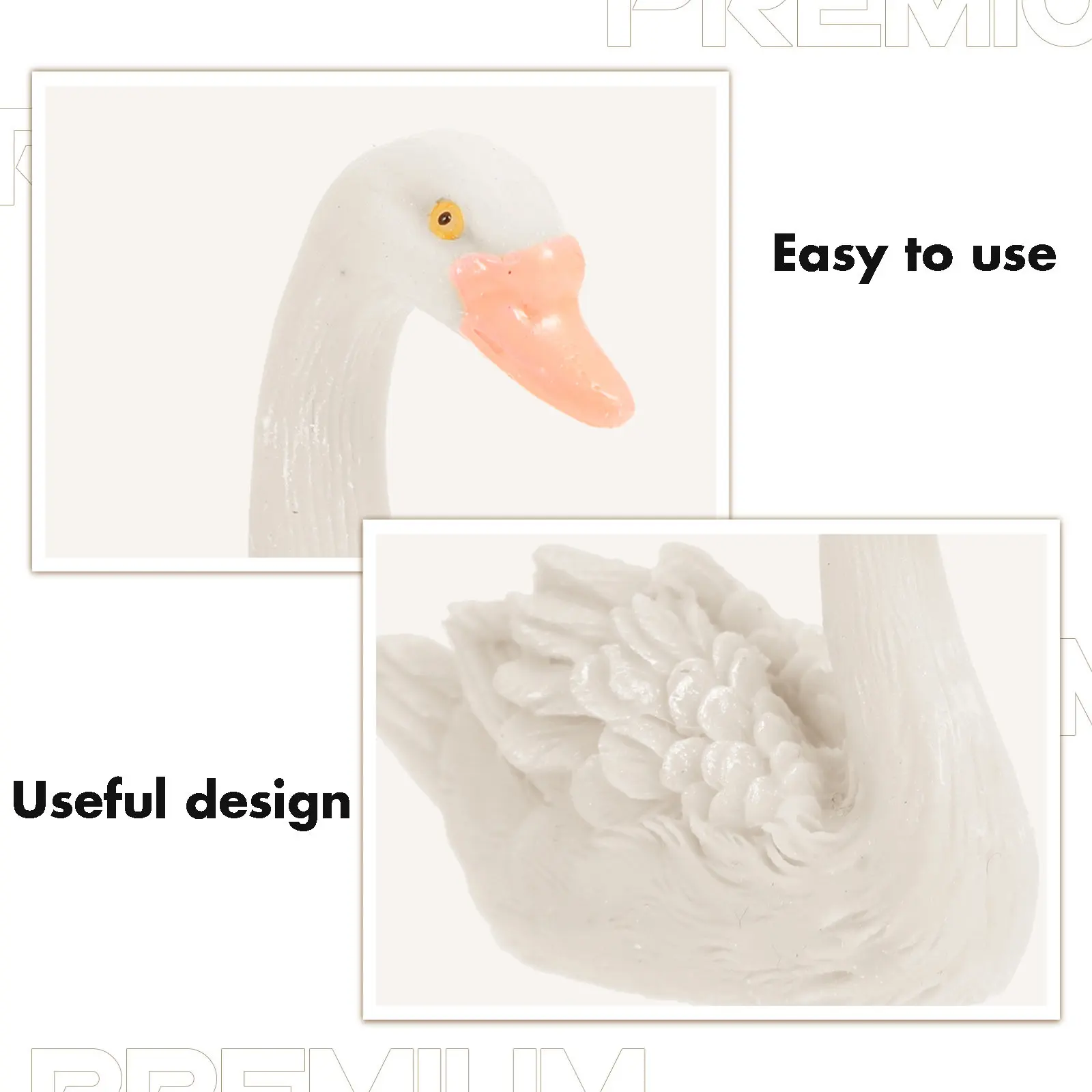 2Pcs Swan Decorations High Simulation Fadeless Resin Garden Sculpture Elegant Home Decor Swan Resin Figurines Cake Topper