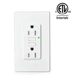 15A/125V Tamper Resistant GFCI Outlet Residential and Commercial Grade Power Socket ETL Certified Safty Outlets White