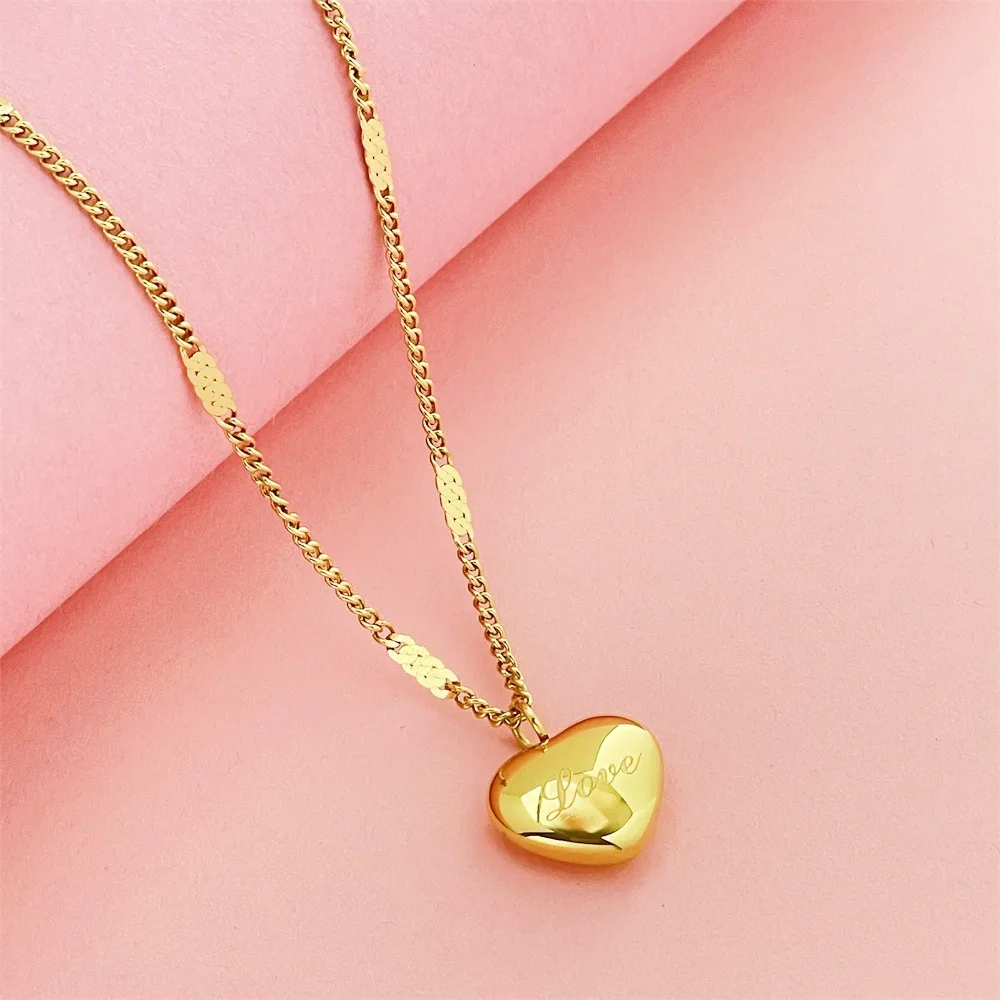 

Luxury 24K 9999 Pure Gold real gold Women's Love Love Pendant Necklace Collarbone