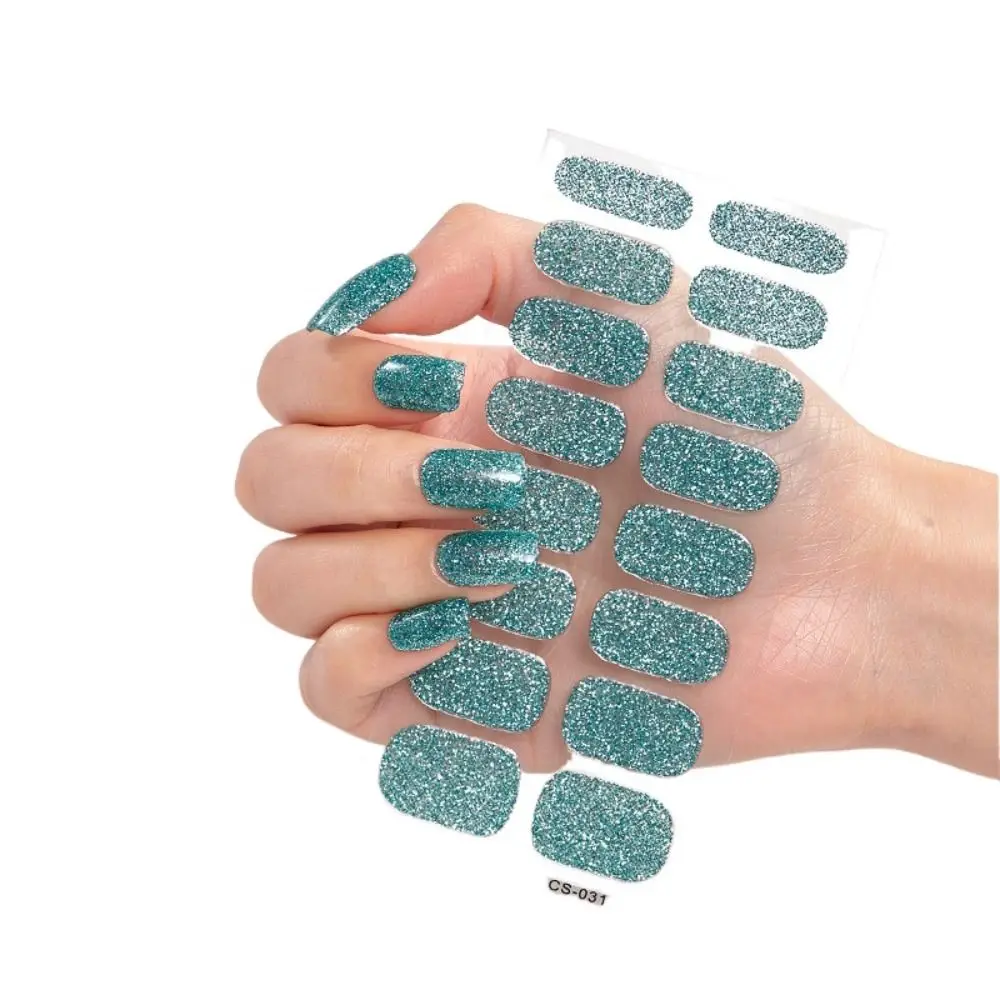 8 feuilles bandes imperméables Gel ongles autocollants paillettes scintillantes Gel complet enveloppes d'ongles simples Nail Art autocollants bricolage NAil Art faisant