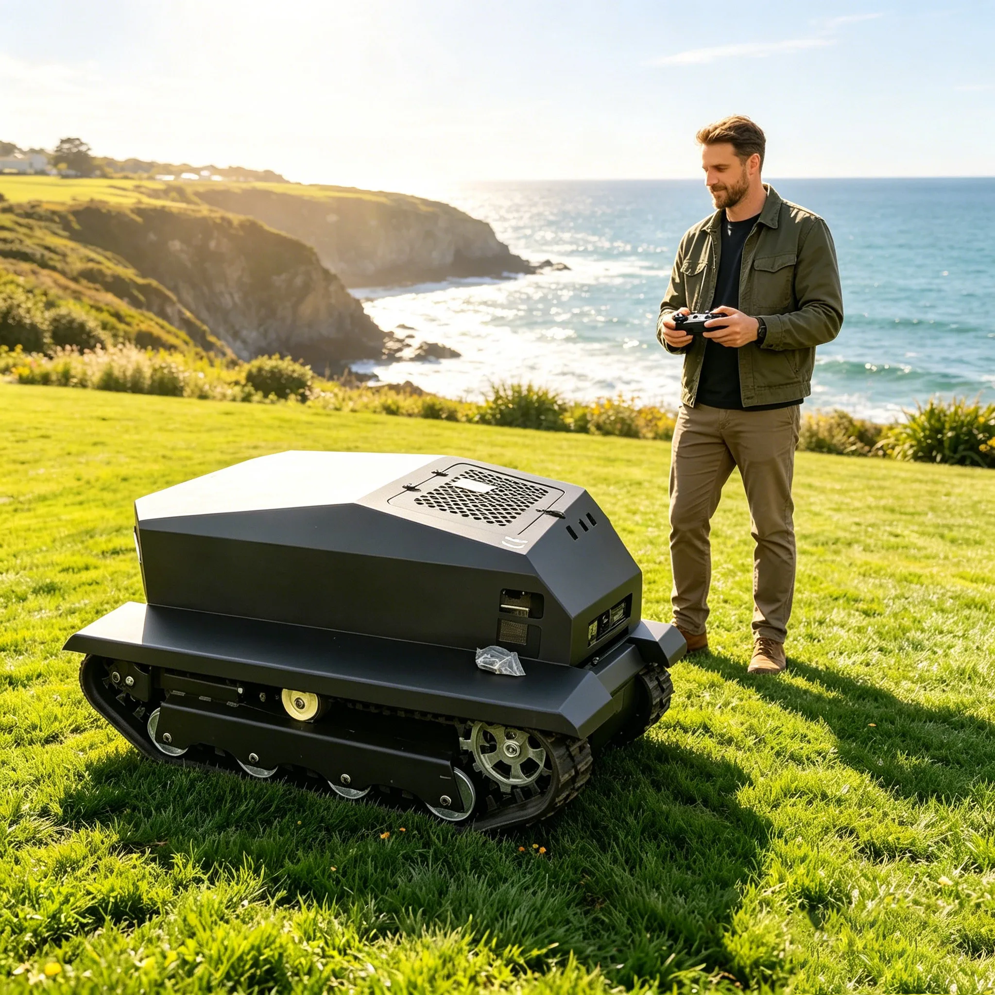 

Customized tracked lawn mower suitable for various scenarios such as ecological parks, vineyards, and green municipal areas