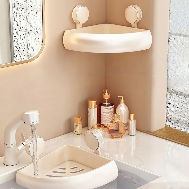 suction-bathroom-organizer-triangle-basket-no-drilling-toilet-storage-rack-corner-shower-gel-bathing-shelf-wall-mounted