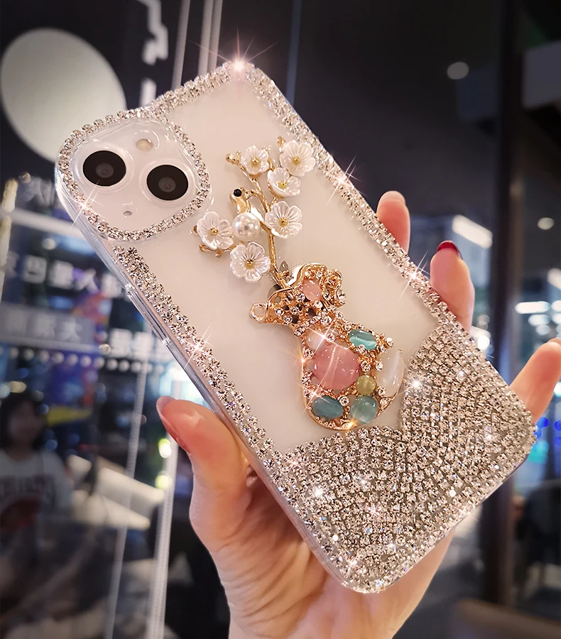 Crystal Phone Case Cover for Samsung, Luxury Color Diamond Bling, Claw Chain Jewelry, S24, S20, S21, FE, S22, S23PLUS, Note 20