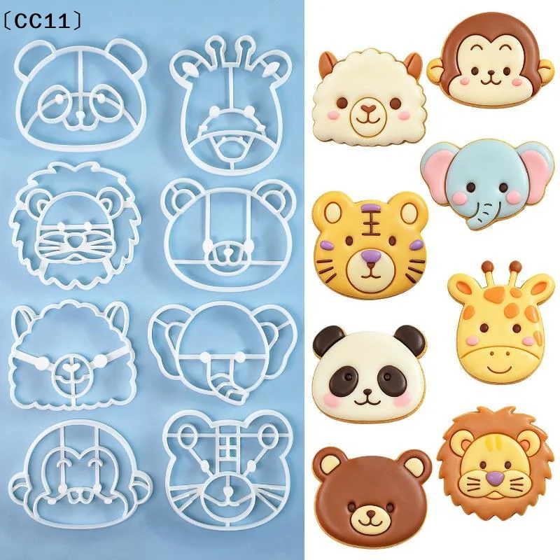 1 Pcs Animal Cookie Cutters Set 3D Cute Lion Tiger Giraffe Bear Baking Tools For Pastry Cake Pie Cupcakes Home Kitchen〔CC11〕