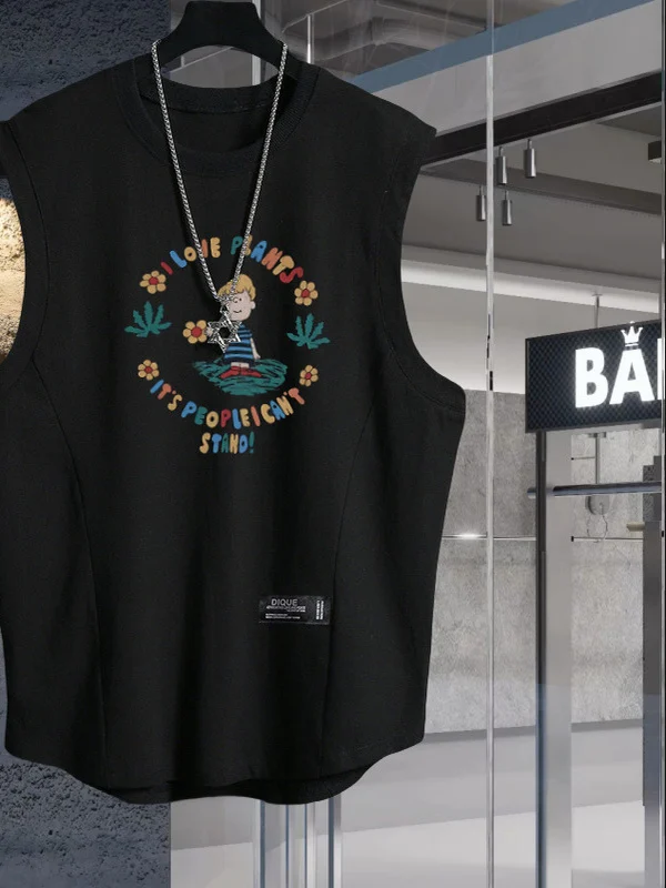 

American Sle Men's Svel T-irt Loose Fit Pure Cotton Summer Spor Wide oulder Cut out Vest Outerwear Casual Wear