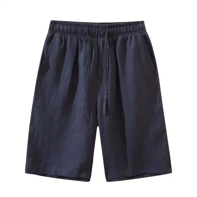 Pantaloni larghi da uomo in cotone e lino, taglio dritto, estivi, sottili, traspiranti, da spiaggia, casual, a gamba larga, comodi e leggeri