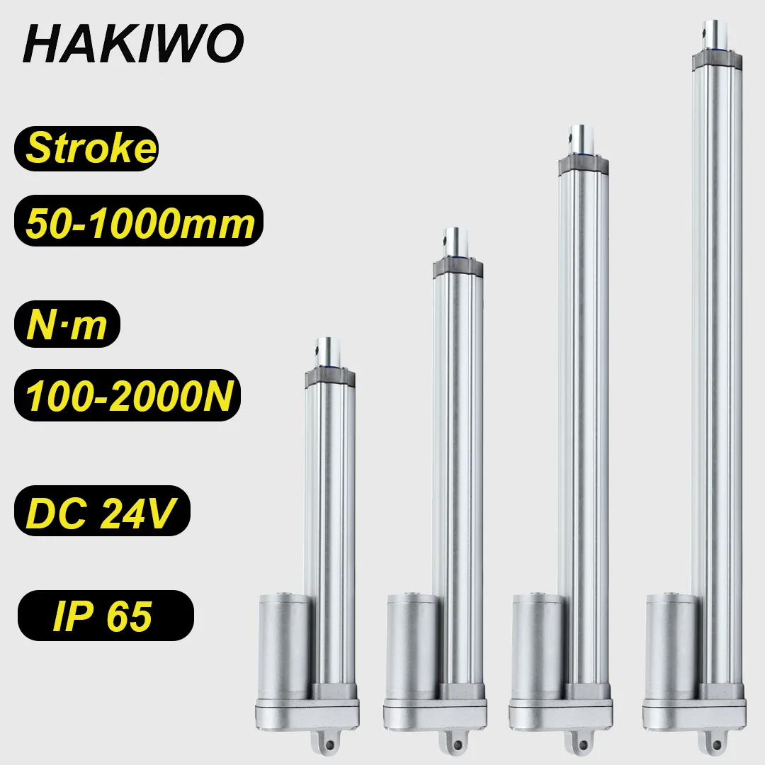 HAKIWO 24V IP65 防水リニアアクチュエータ 2000N 50 ミリメートル 400 ミリメートル 600 ミリメートル 800 ミリメートル 1000 ミリメートルストロークソーラートラッカー自動化ドア 160 ミリメートル/秒