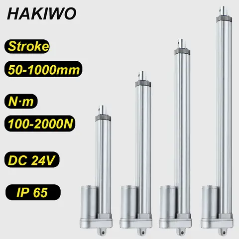 HAKIWO 24V IP65 방수 선형 액추에이터 2000N 50mm 400mm 600mm 800mm 1000mm 스트로크 태양 추적기 도어 자동화 160mm/s